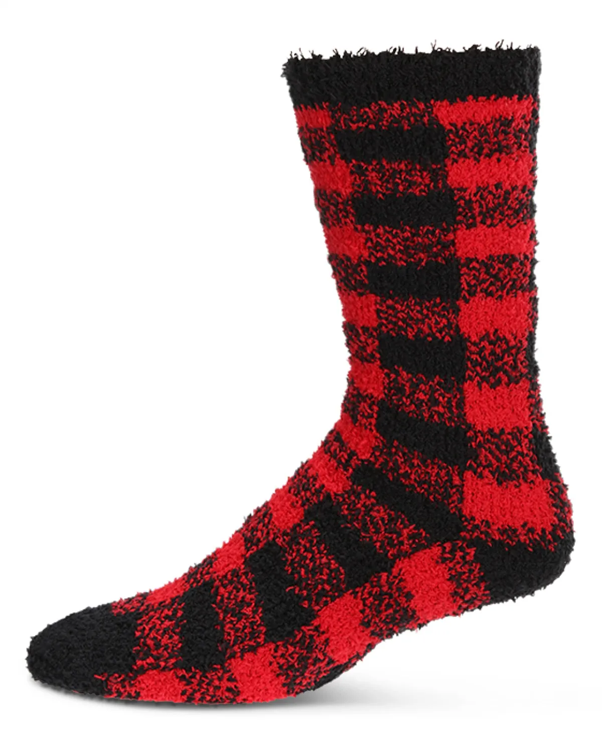 Men's Buffalo Plaid Fuzzy-Soft Cabin, Sleep, and Lounge Cozy Crew Sock sold by MeMoi product image thumbnail 3