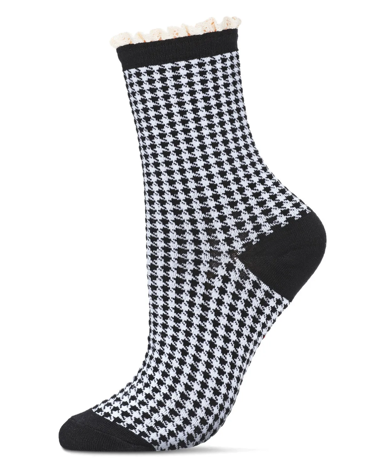 Women's Houndstooth Lace Cuff Crew Socks sold by MeMoi product image thumbnail 2