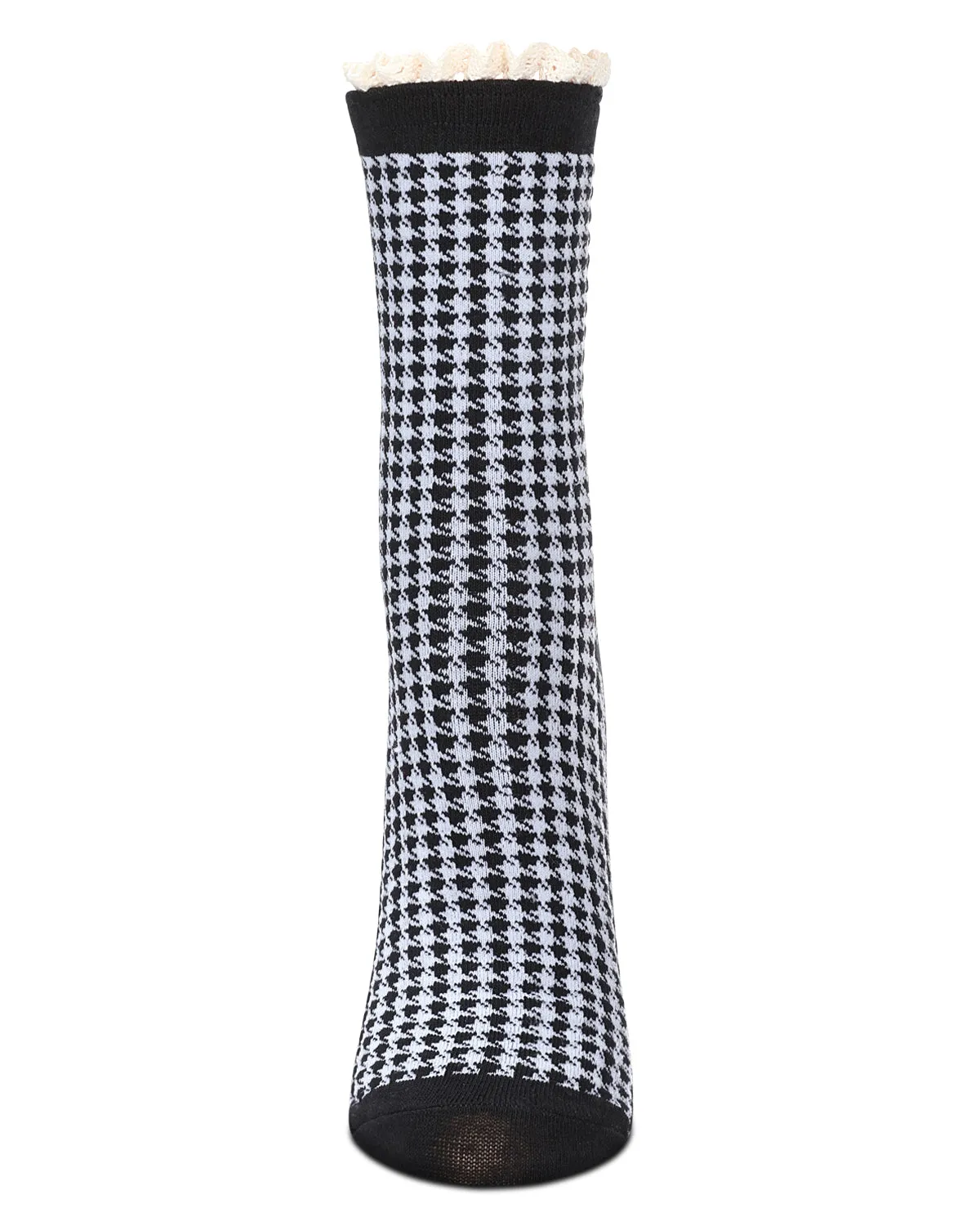 Women's Houndstooth Lace Cuff Crew Socks sold by MeMoi product image thumbnail 5