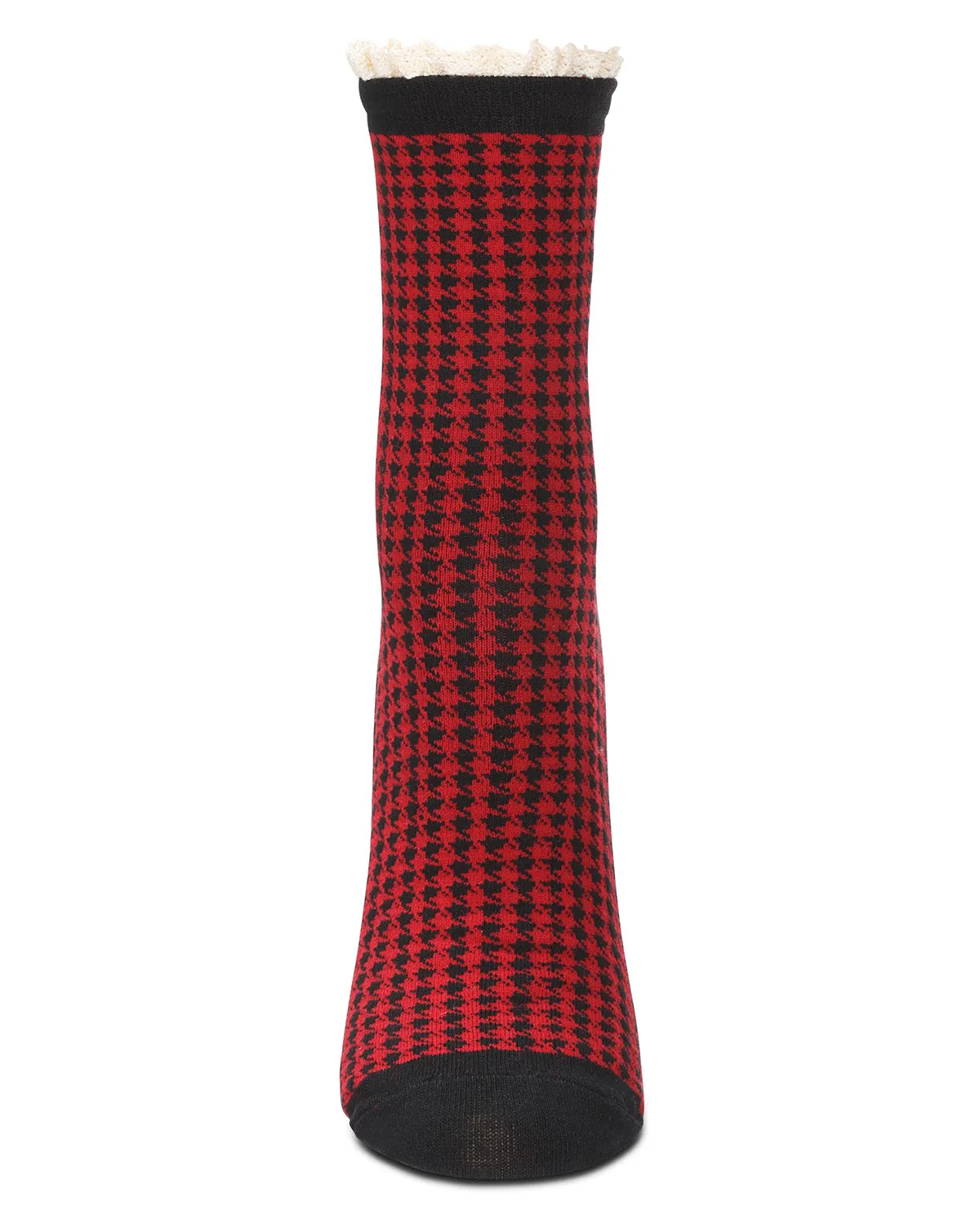 Women's Houndstooth Lace Cuff Crew Socks sold by MeMoi product image thumbnail 3
