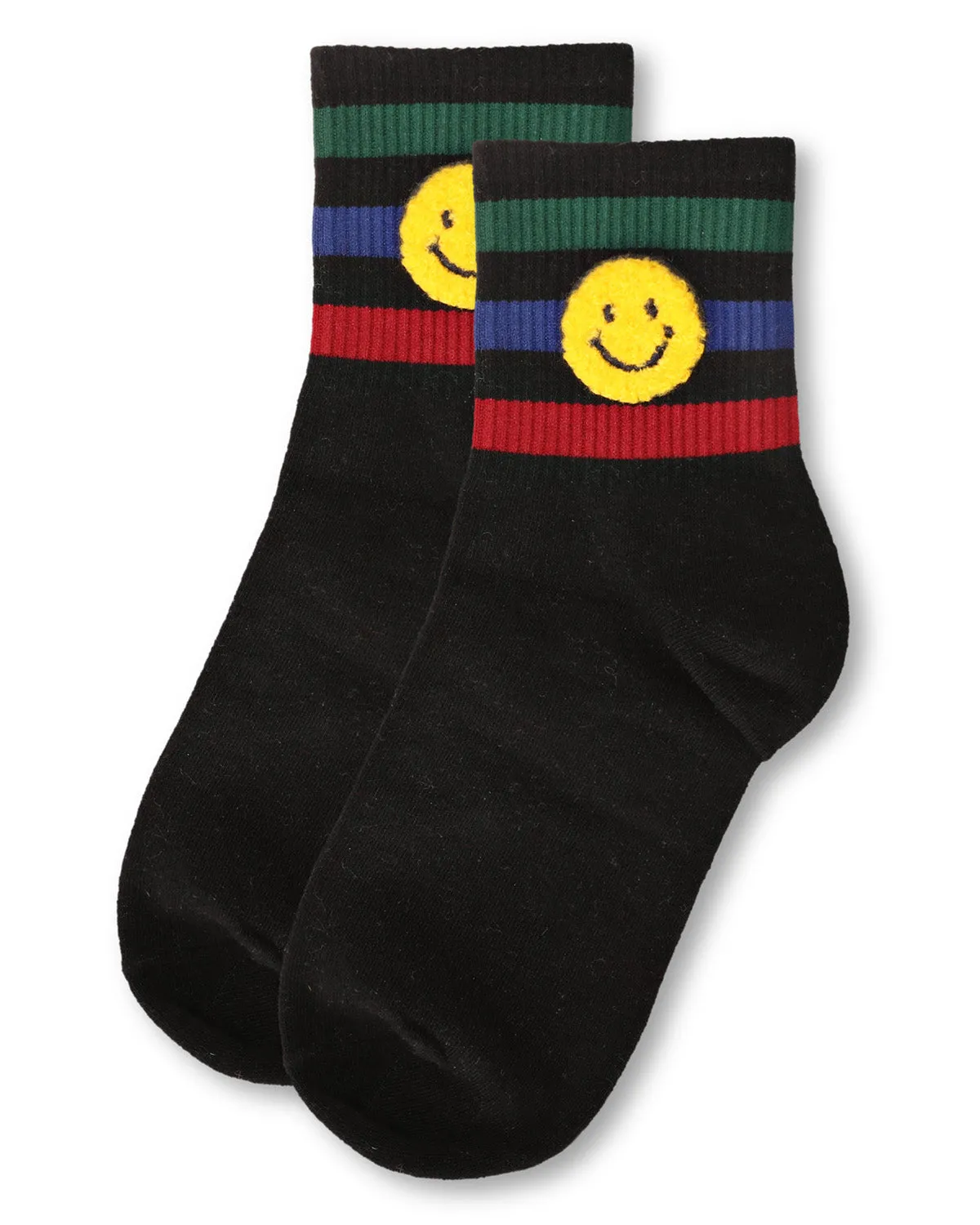Women's Striped Cotton-Rich Crew Sock with Terry Smiley Patch sold by MeMoi product image thumbnail 4