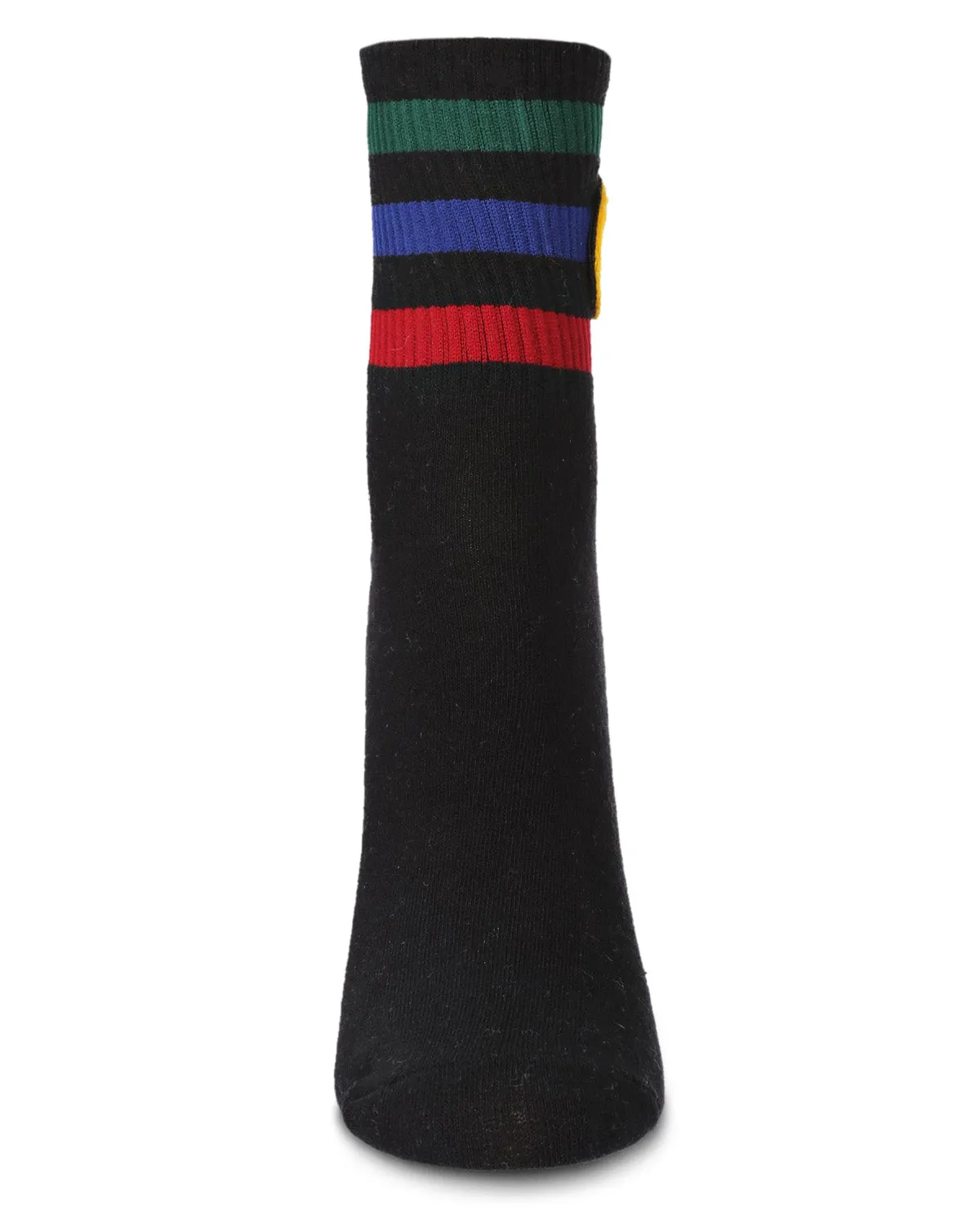 Women's Striped Cotton-Rich Crew Sock with Terry Smiley Patch sold by MeMoi product image thumbnail 3