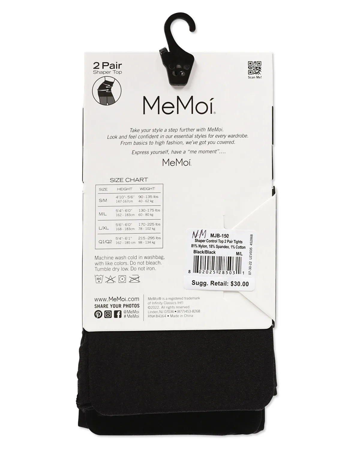 Women's 2 Pair Pack Shaper Control Top Tights sold by MeMoi product image thumbnail 2