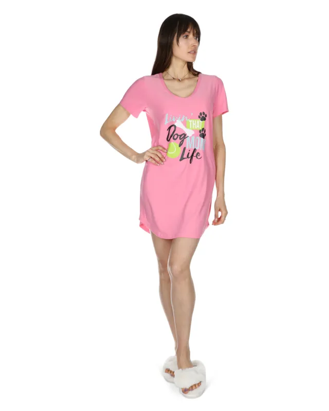 Women's Livin' That Dog Mom Life V-Neck Sleepshirt sold by MeMoi