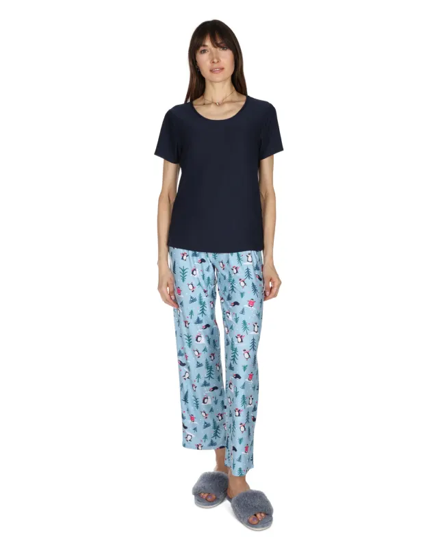 Women's Winter Penguin Two Piece PJ Set in a Bag made by MeMoi