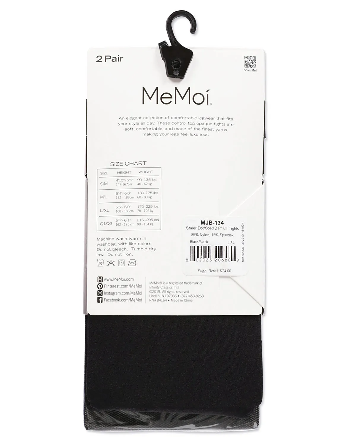 Sheer Dot/Solid 2 Pr CT Tights sold by MeMoi product image thumbnail 2