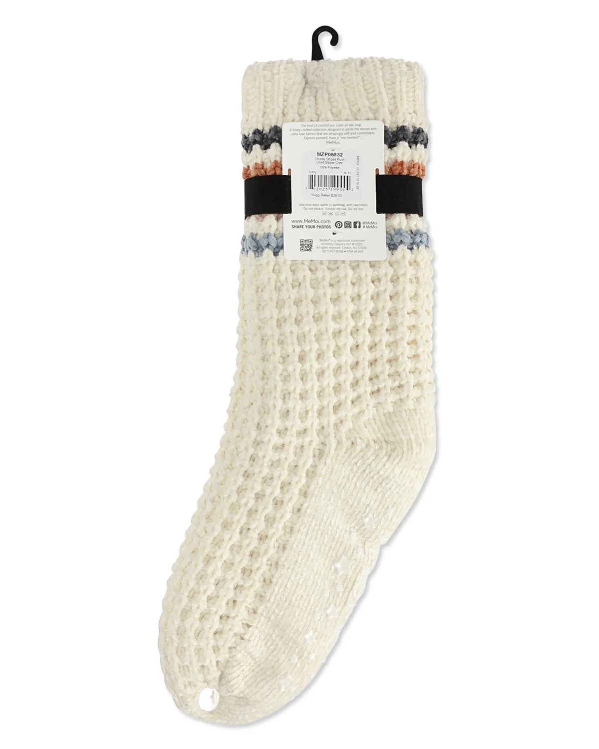 Women's Chunky Stripes Plush-Lined Slipper Crew Sock sold by MeMoi product image thumbnail 5