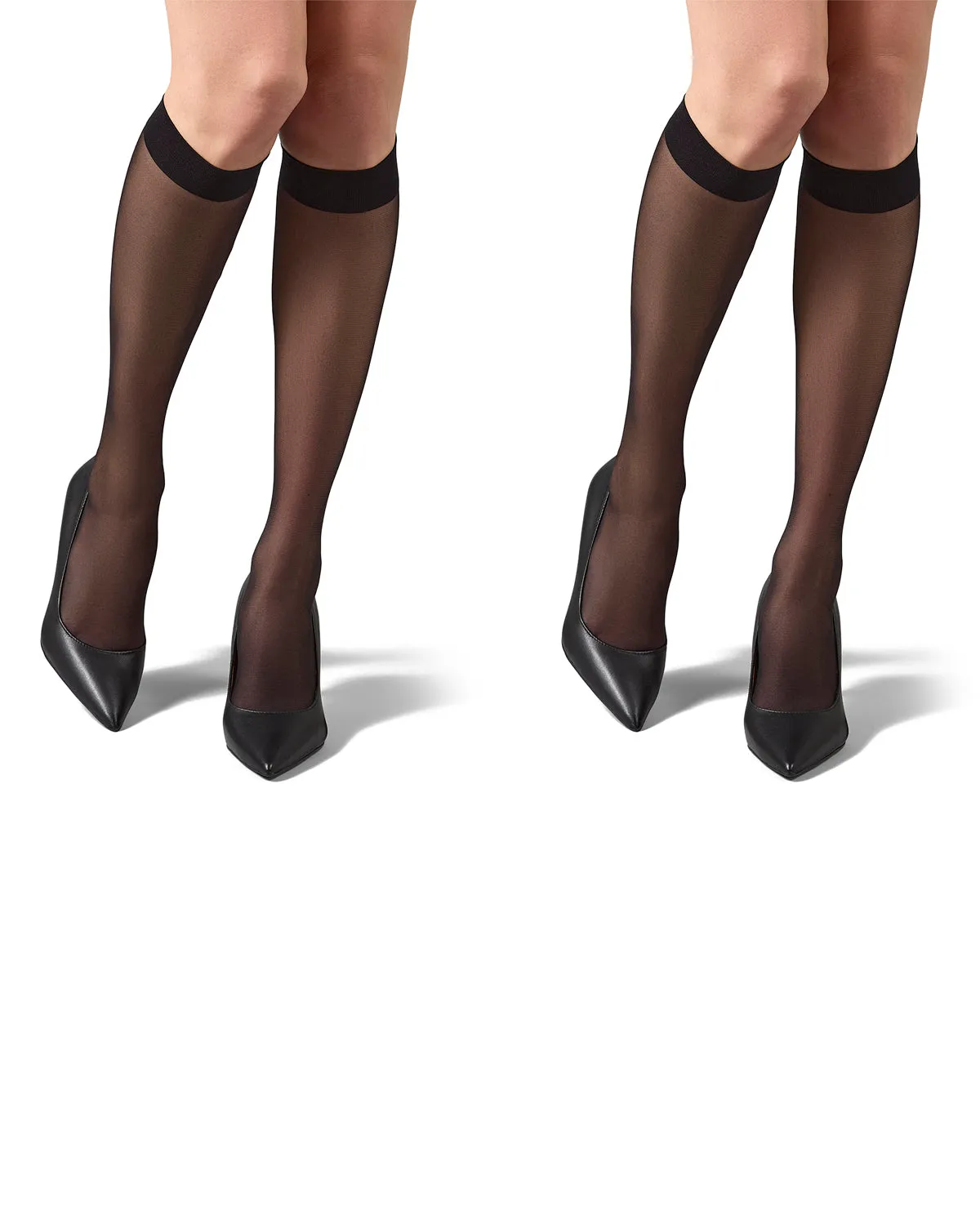 Women's 2 Pair Pack Satin Sheer Knee Highs sold by MeMoi product image thumbnail 4