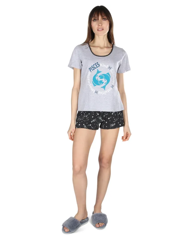 Women's Pisces Zodiac Sign PJ Short Set sold by MeMoi