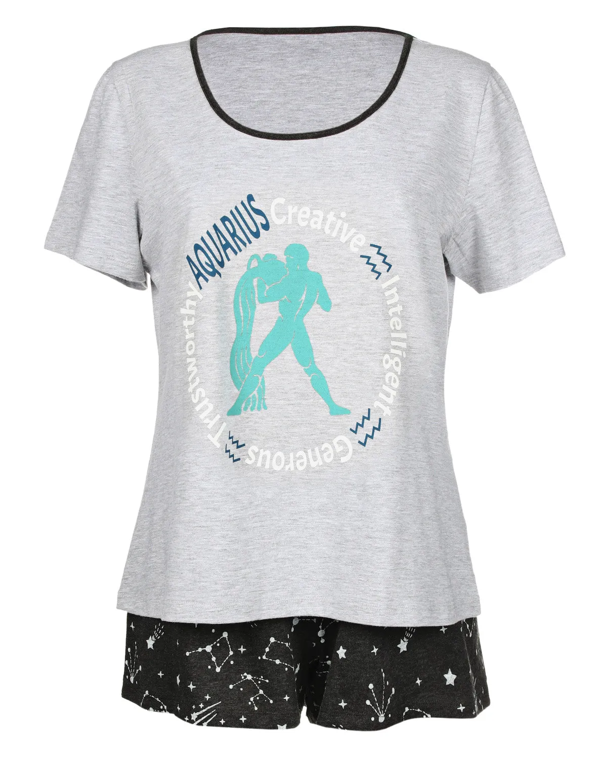 Women’s Aquarius Zodiac Sign PJ Short Set sold by MeMoi product image thumbnail 3