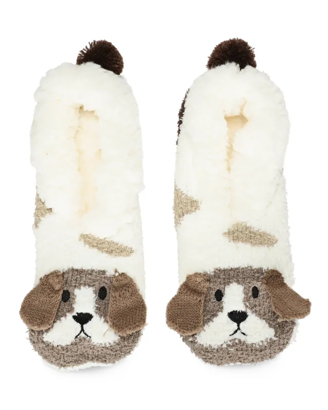 Women's Puppy Embellished Plush Lined Slippers sold by MeMoi