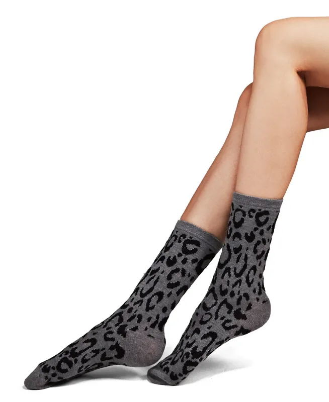 Women's 2 Pair Pack Natori Animal Print Cashmere Blend Crew Socks sold by MeMoi