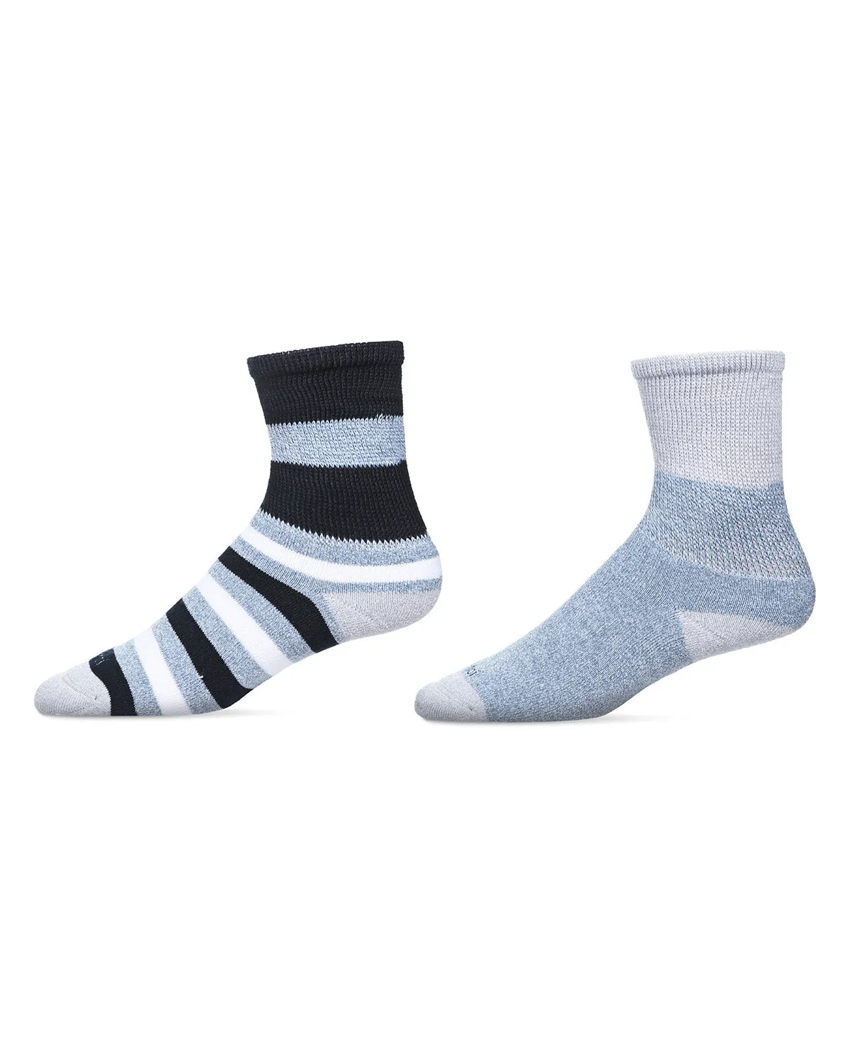 2 Pair Unisex Diabetic Multi-Stripe Full Cushion Crew Socks sold by MeMoi product image thumbnail 2