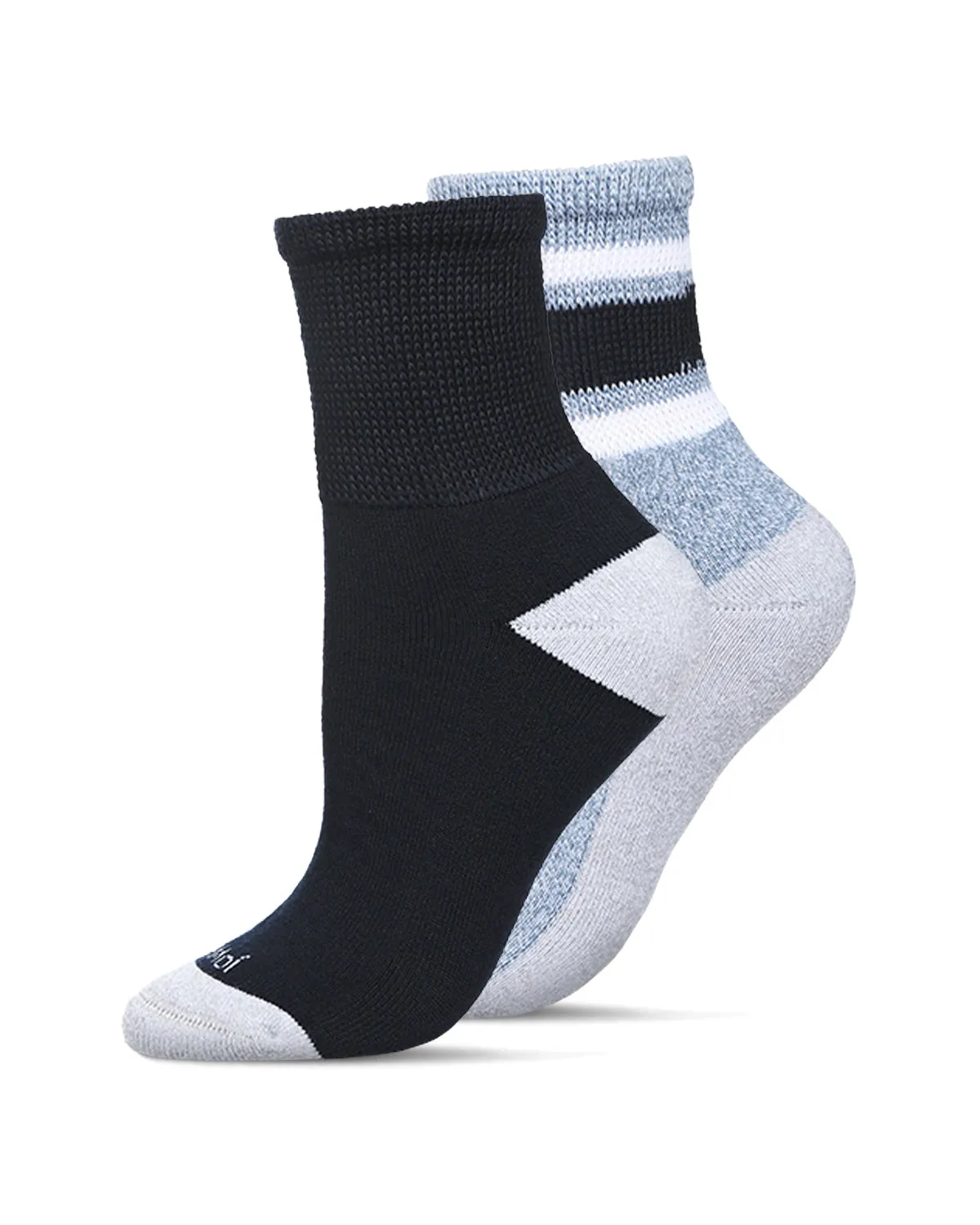 2 Pair Unisex Diabetic Vintage Stripe Half Cushion Quarter Socks sold by MeMoi