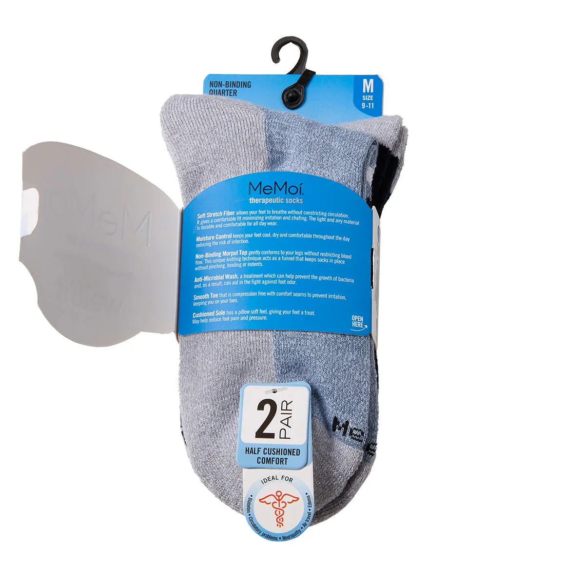 2 Pair Unisex Diabetic Vintage Stripe Half Cushion Quarter Socks sold by MeMoi product image thumbnail 4