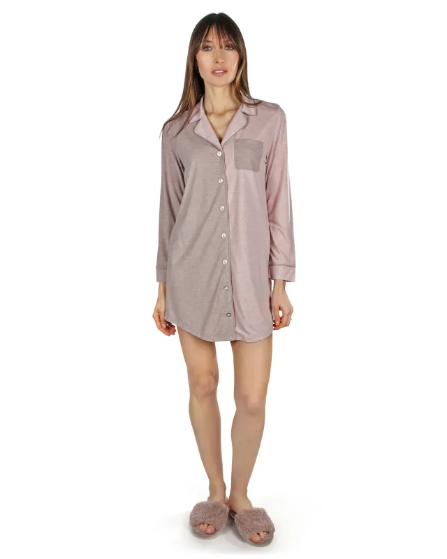 Women's Colorblock Modal Button-Down Nightshirt made by MeMoi