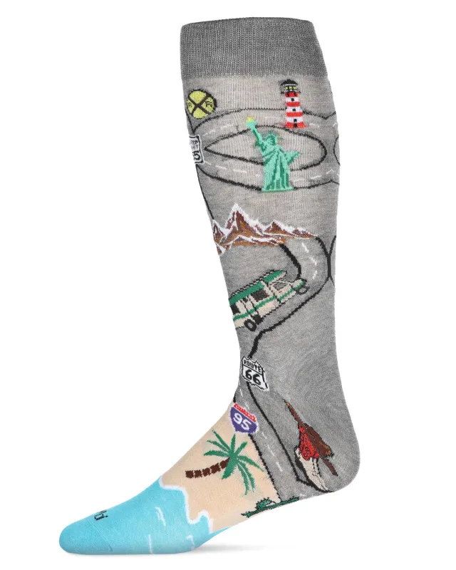 Men's Road Trip Fun Rayon From Bamboo Crew Socks sold by MeMoi