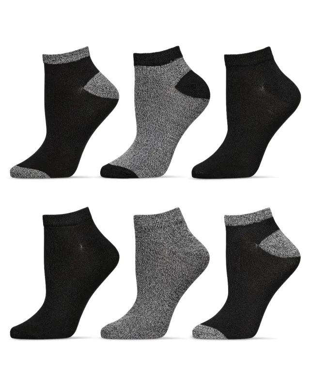 Women's 6 Pair Pack Marled ButterSoft Low-Cut Socks sold by MeMoi