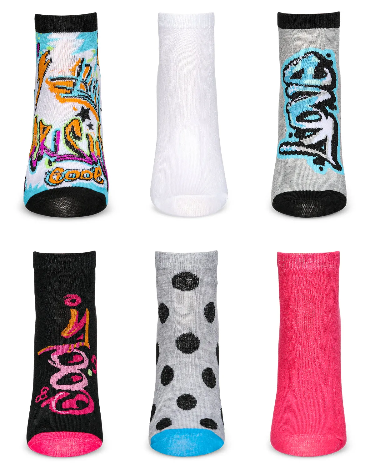 Women's 6 Pair Pack Graffiti Style Low Cut Socks sold by MeMoi product image thumbnail 2
