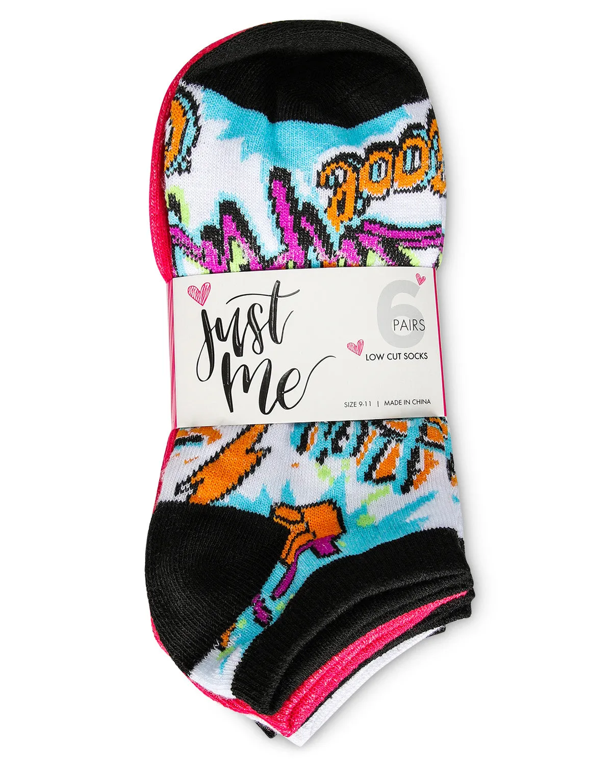 Women's 6 Pair Pack Graffiti Style Low Cut Socks sold by MeMoi product image thumbnail 4