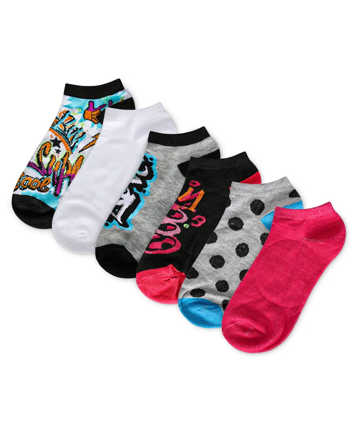 Women's 6 Pair Pack Graffiti Style Low Cut Socks sold by MeMoi product image thumbnail 3