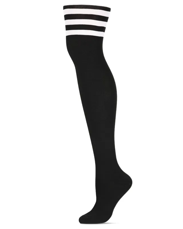 Women's Athletic Stripe Thigh High Sock sold by MeMoi