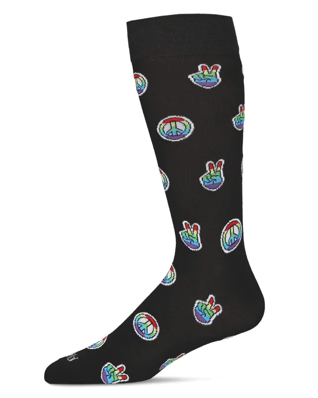 Men's Colorful Rainbow Peace Out Bamboo Blend Novelty Crew Sock sold by MeMoi