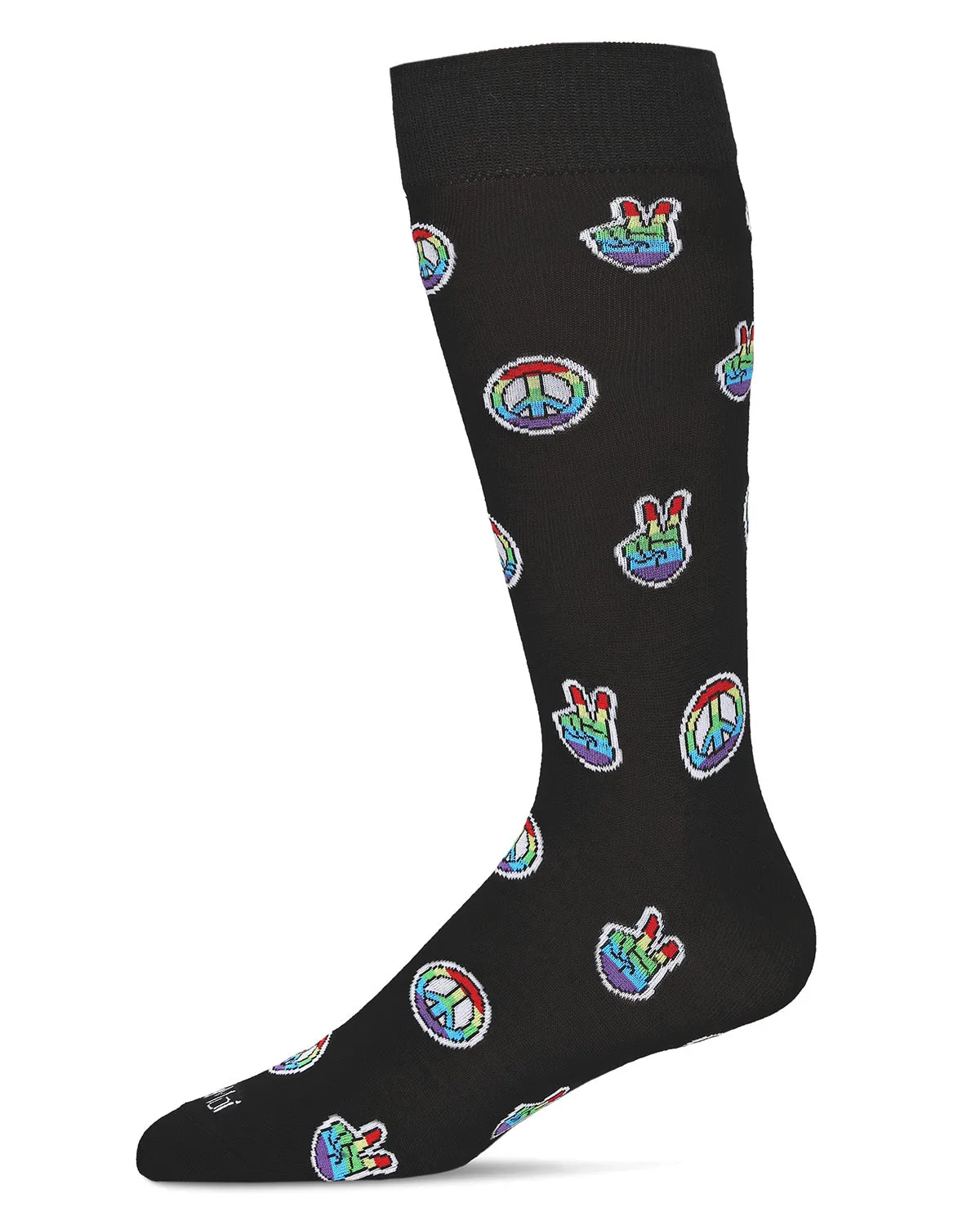 Men's Colorful Rainbow Peace Out Bamboo Blend Novelty Crew Sock sold by MeMoi