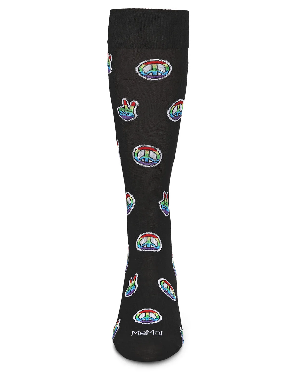 Men's Colorful Rainbow Peace Out Bamboo Blend Novelty Crew Sock sold by MeMoi product image thumbnail 2