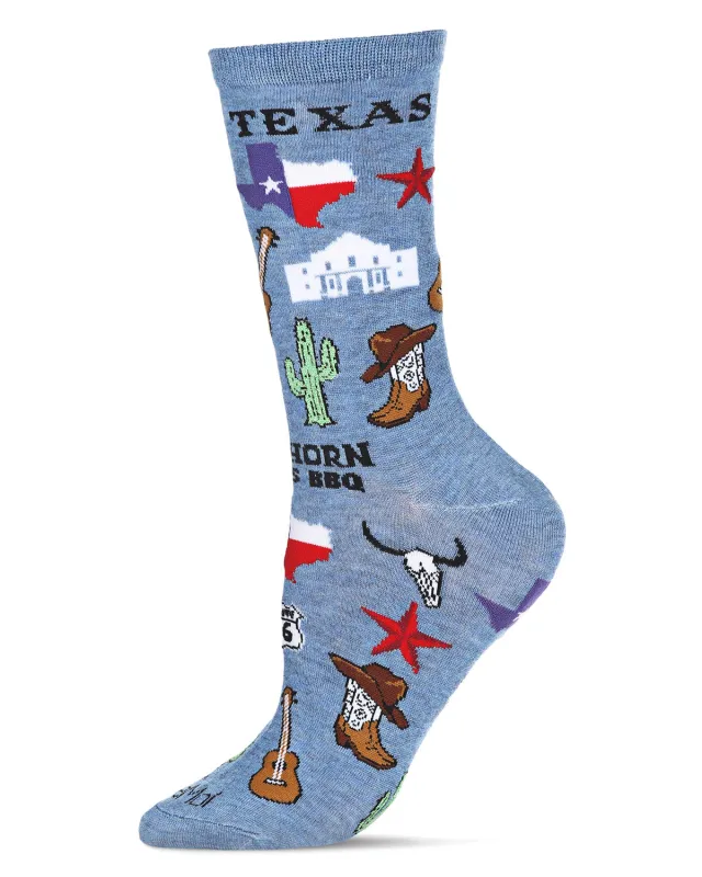 Women's Texas Bamboo Blend Crew Socks sold by MeMoi