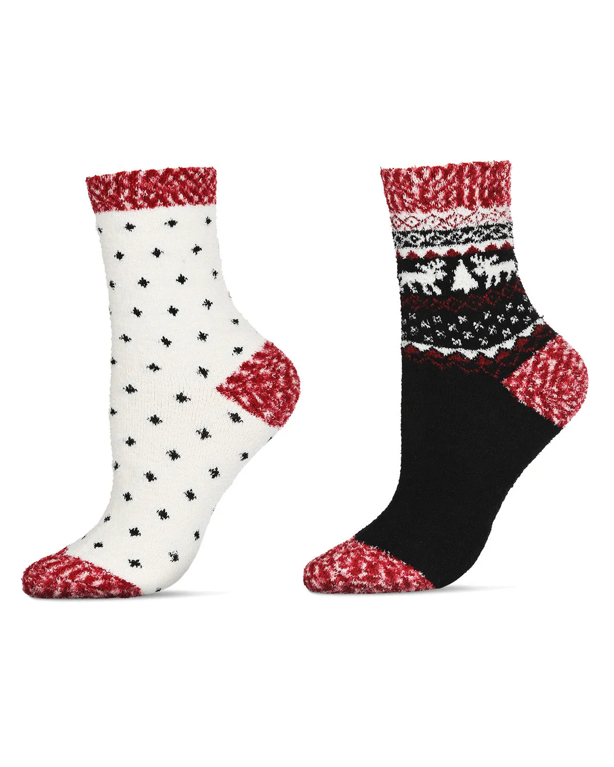 Women's 2 Pair Pack Fairisle Border Cloud Soft Crew Socks sold by MeMoi product image thumbnail 2