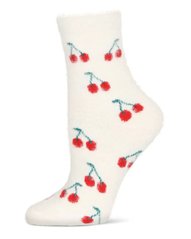 Women's Cherries Cozy Crew Socks sold by MeMoi