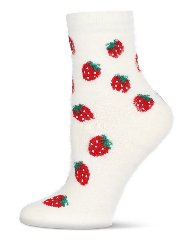 Women's Strawberries Cozy Crew Socks sold by MeMoi
