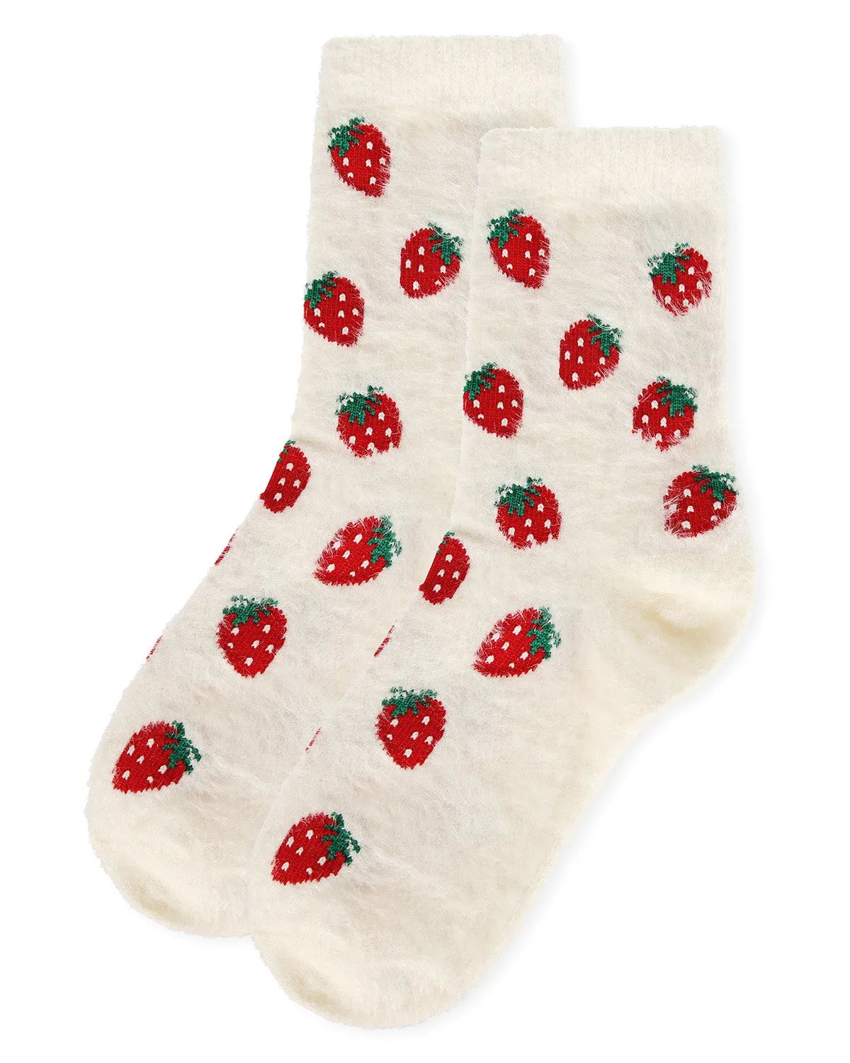 Women's Strawberries Cozy Crew Socks sold by MeMoi product image thumbnail 4