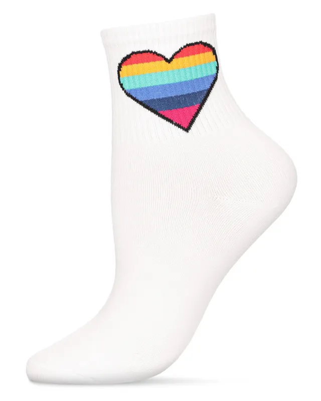 Women's Rainbow Heart Cotton Blend Anklet Sock sold by MeMoi