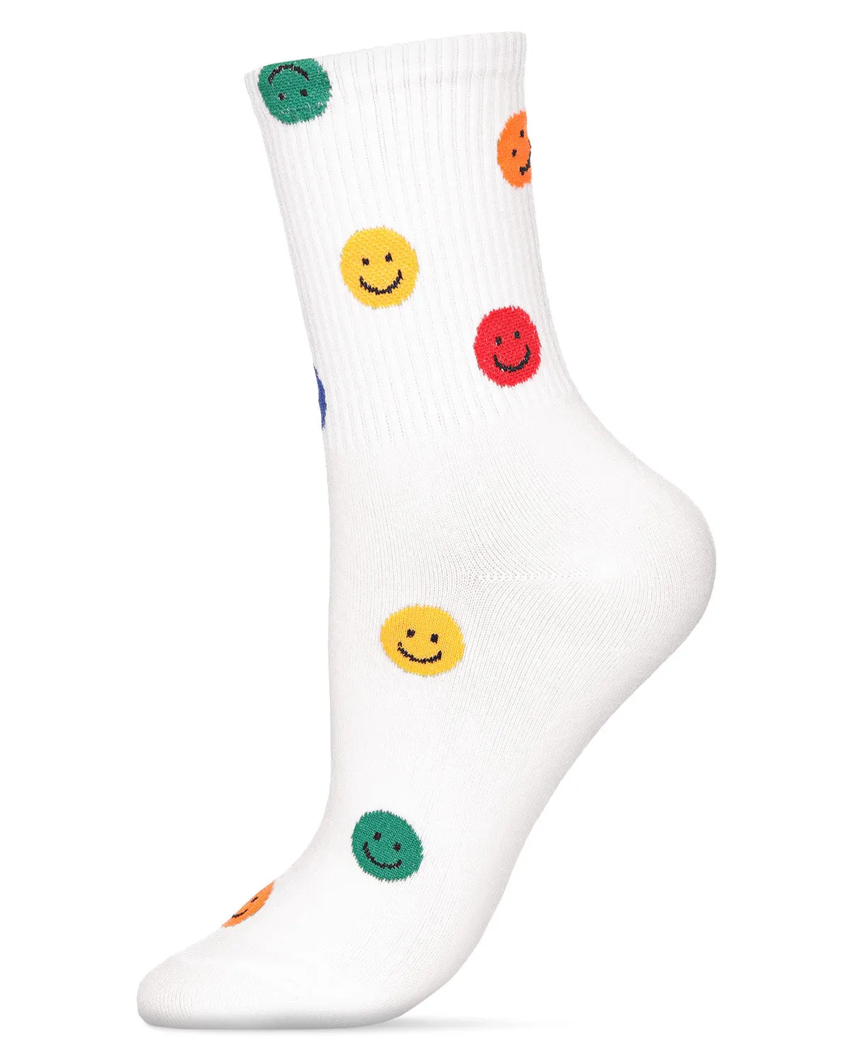 Women's Happy Days Cotton Blend Smiley Face Crew Sock sold by MeMoi product image thumbnail 4