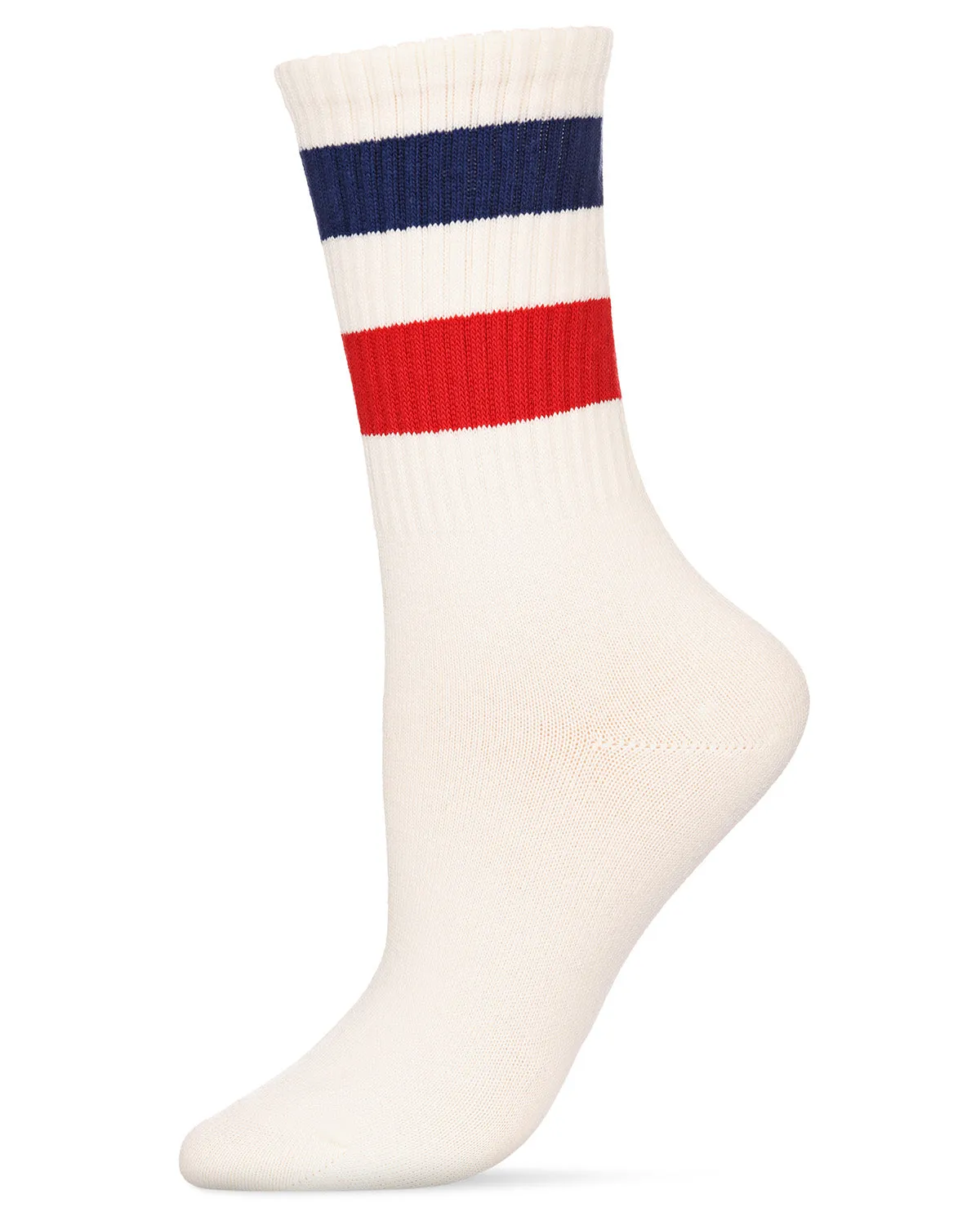 Women's Thick Tennis Stripe Cotton Blend Crew Sock sold by MeMoi product image thumbnail 3