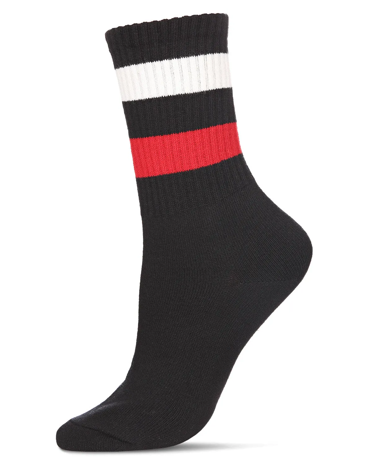 Women's Thick Tennis Stripe Cotton Blend Crew Sock sold by MeMoi