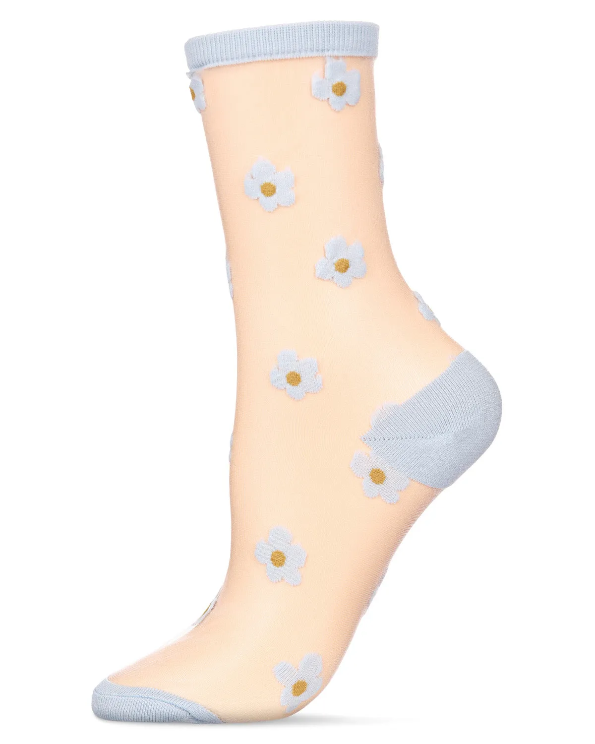 Women's Delightful Daisies Sheer Crew Socks sold by MeMoi product image thumbnail 4