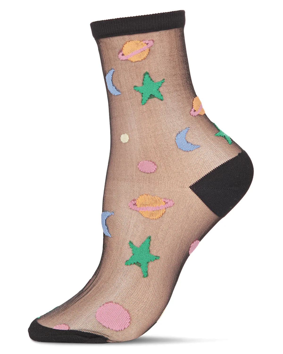 Women's Colorful Outer Space Sheer Crew Socks sold by MeMoi
