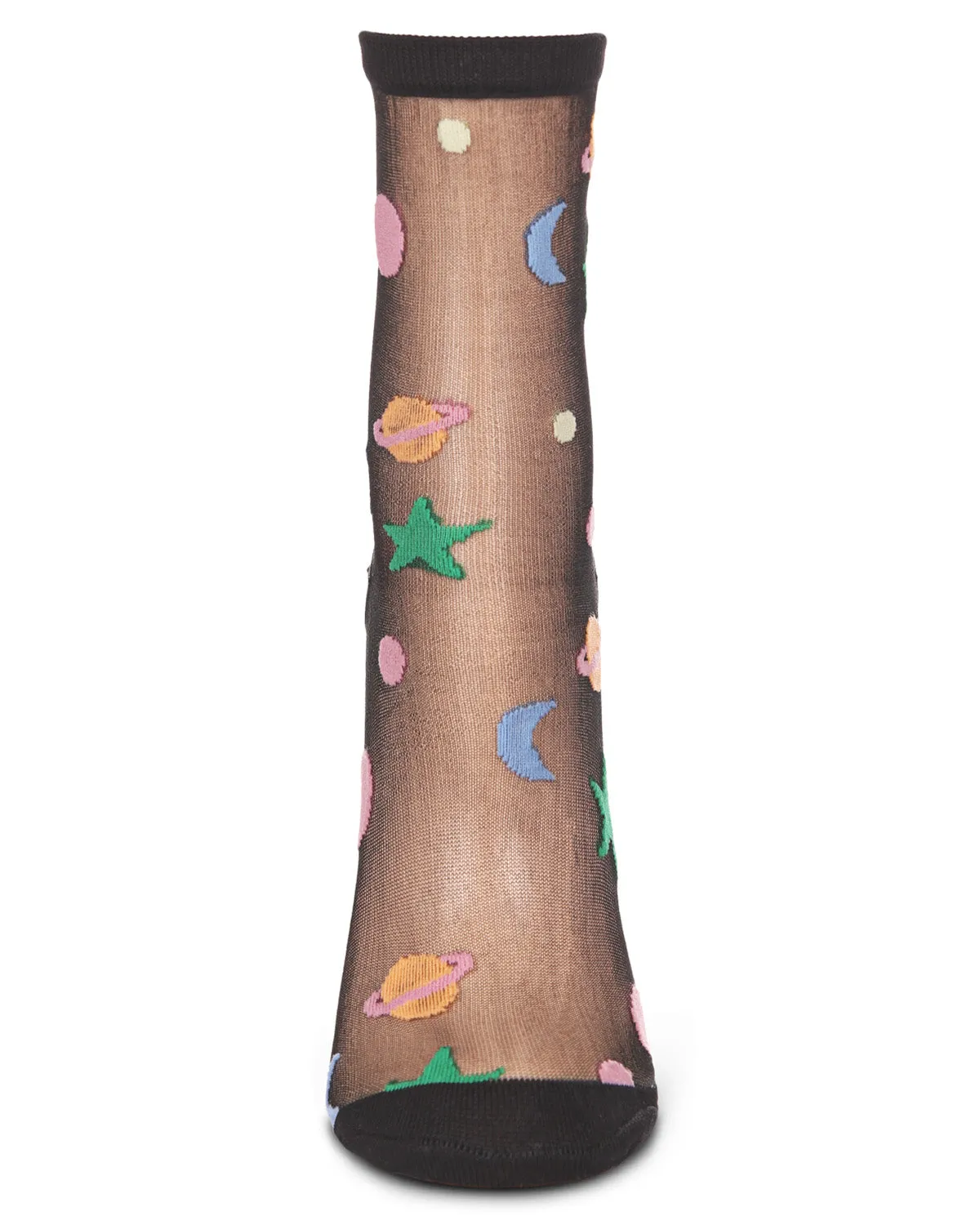 Women's Colorful Outer Space Sheer Crew Socks sold by MeMoi product image thumbnail 2