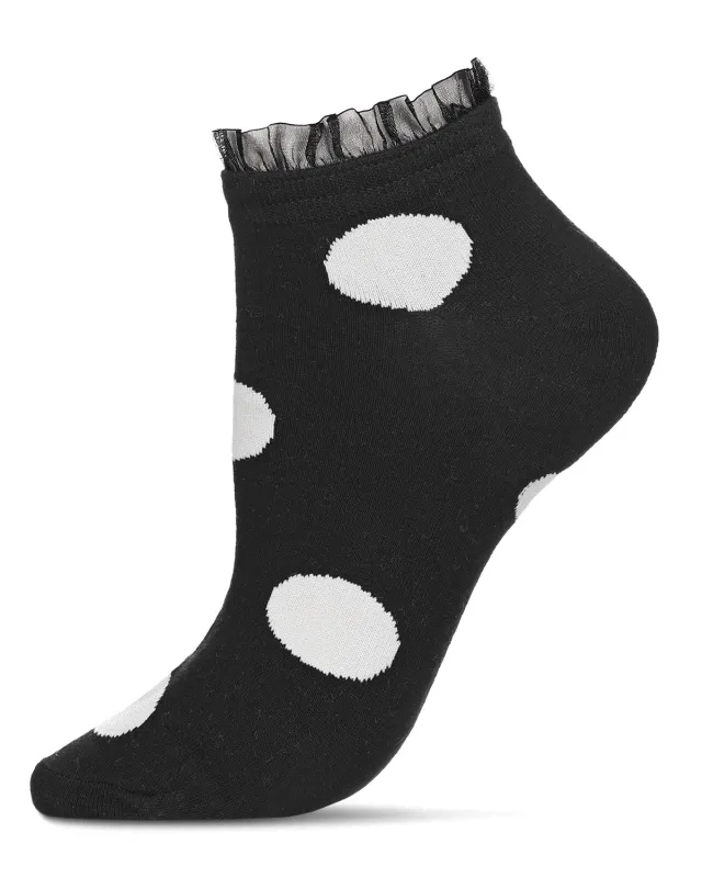 Women's Ruffle Polka Dot Cotton Blend Low-Cut Socks sold by MeMoi