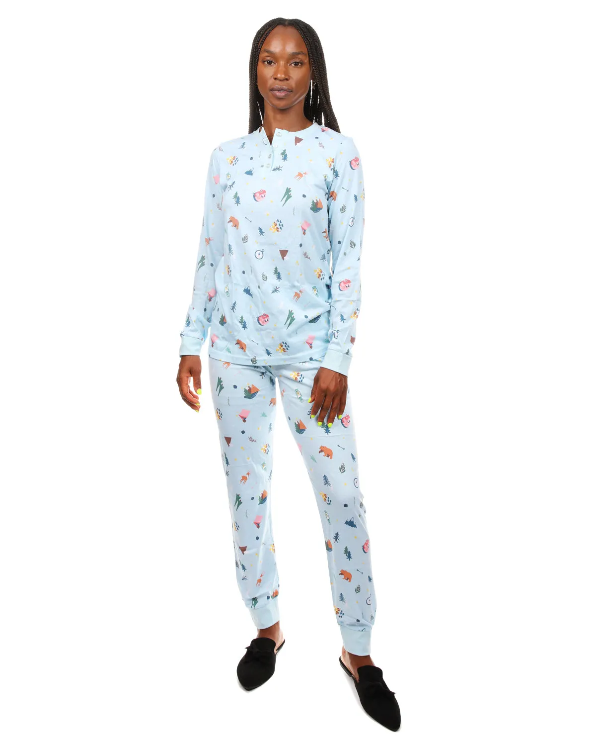 Women's Bear and Campfire Fun Two-Piece PJ Set in a Bag sold by MeMoi