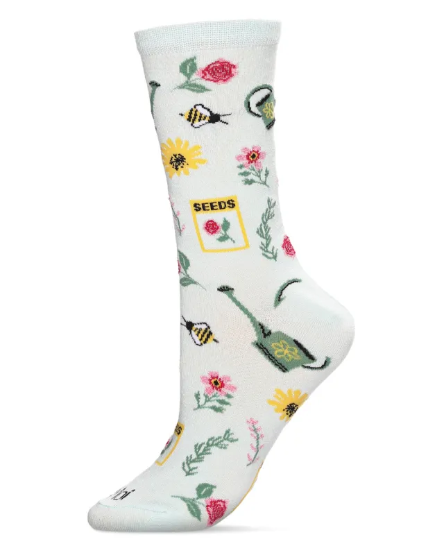 Flower Garden Bamboo Blend Crew Sock sold by MeMoi