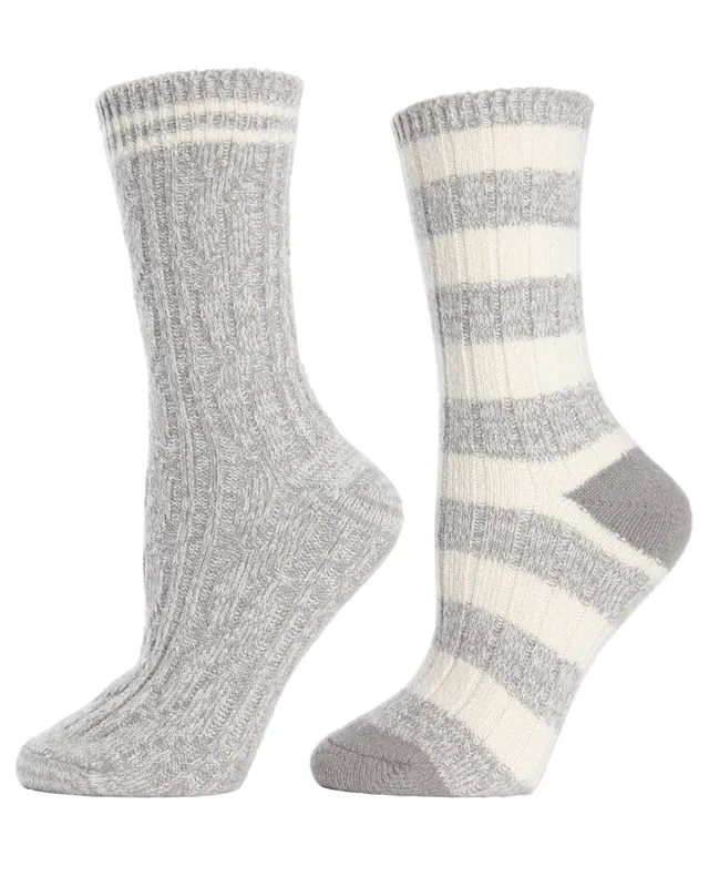 Women's 2 Pair Pack Rugby Stripe Buttersoft Crew Socks sold by MeMoi