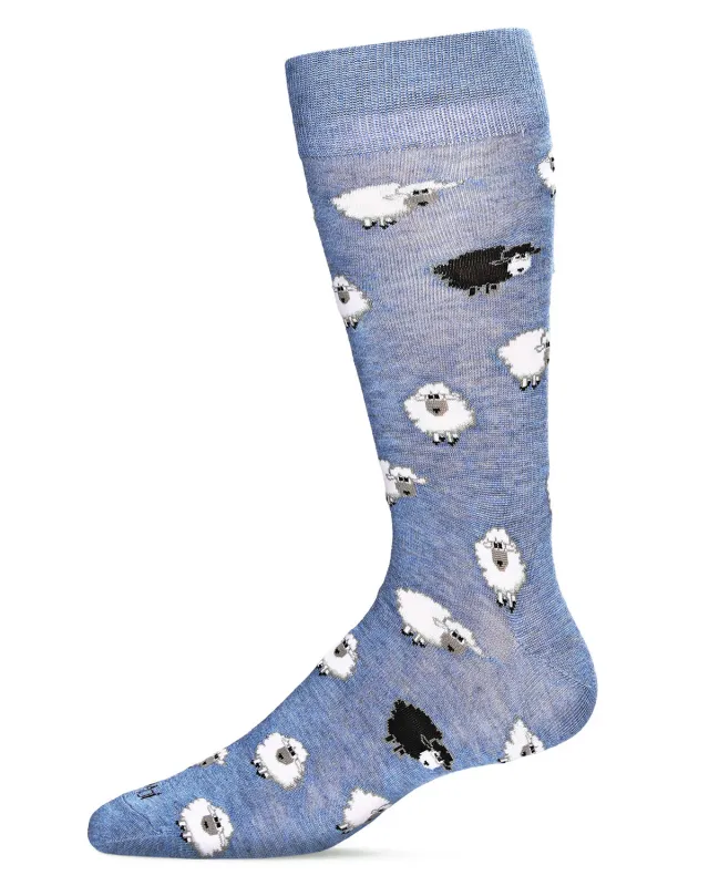 Men's Fluffy Sheep Bamboo Blend Novelty Crew Sock sold by MeMoi