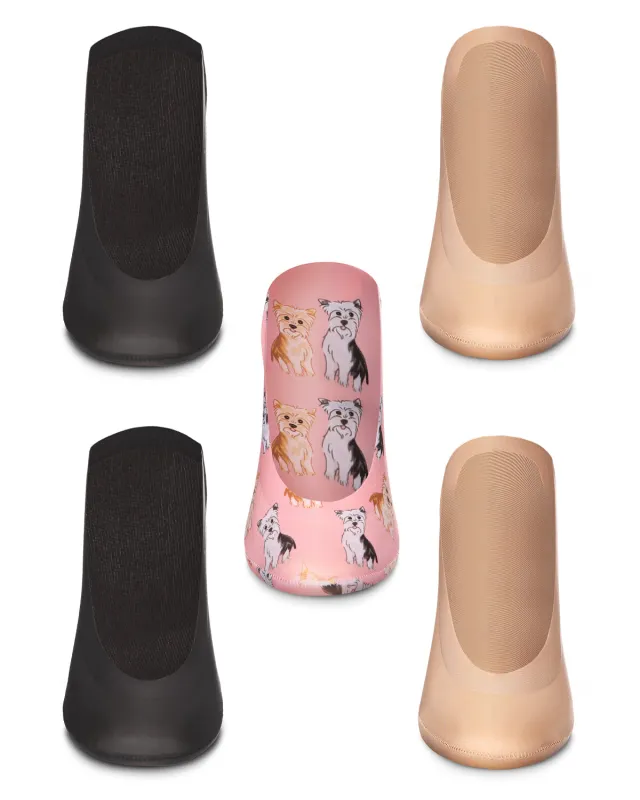 Women's 5 Pair Pack Dog Fine Edge No Show Liner Socks sold by MeMoi