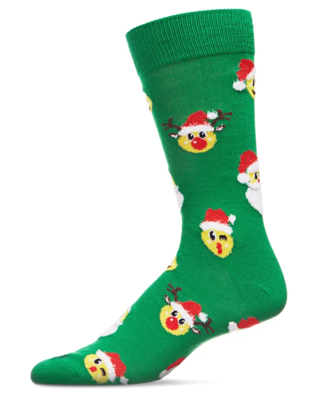 Men's Smiley Face Santa Holiday Novelty Crew Socks sold by MeMoi