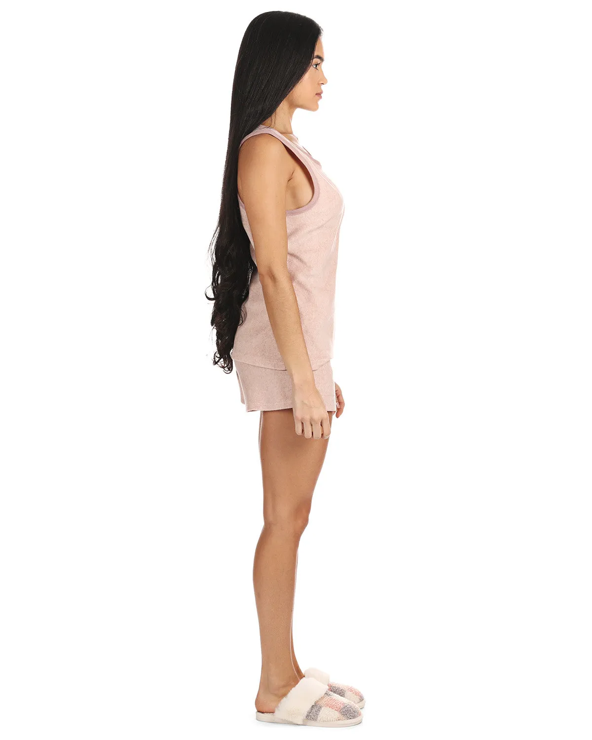 Women's 2 Piece Cozy Fleece Tank Top and Shorts Pajama Set sold by MeMoi product image thumbnail 2