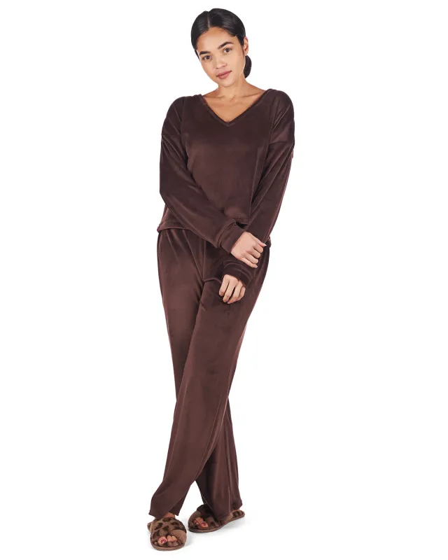 Women's Velour Loose Fit V-Neck Sweatshirt and Pants Set sold by MeMoi